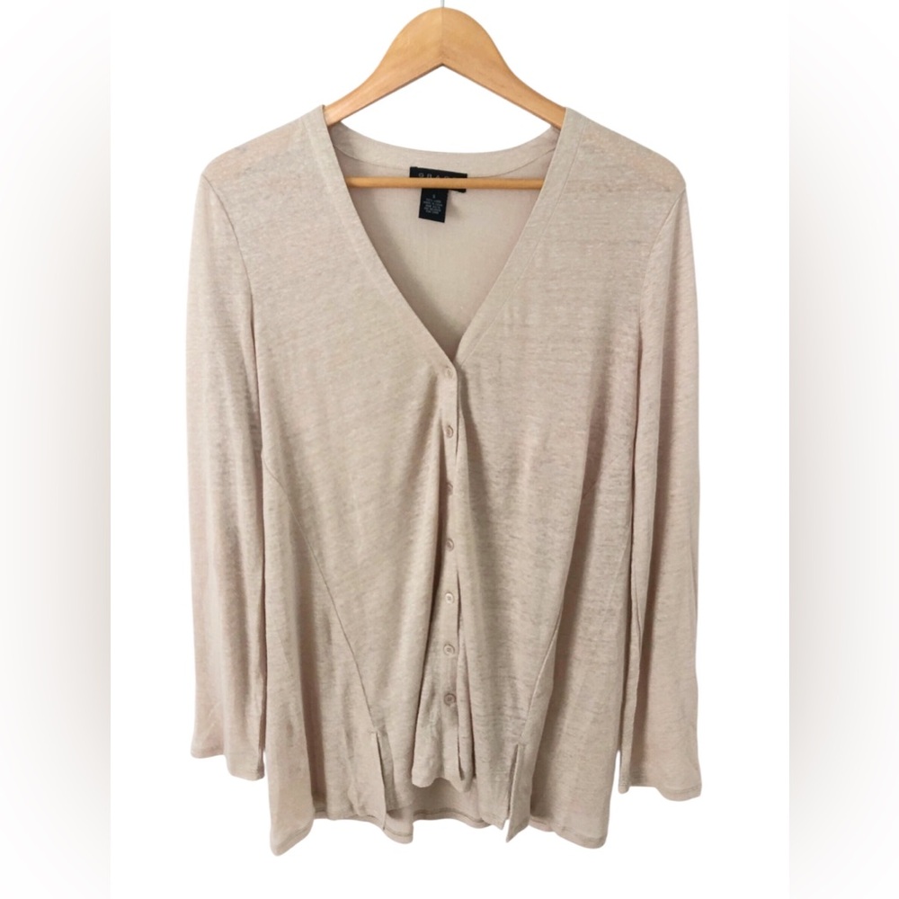 Grace The Perfect fit Cardigan Womens Sz S Linen Beachy Minimalist Button Front